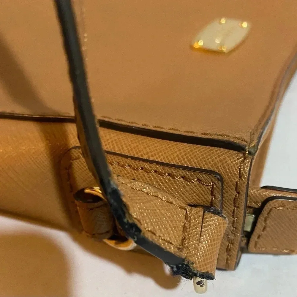 Michael kors brown saffiano leather satchel handbag